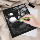 Scrappy-set engraving puffins, A4