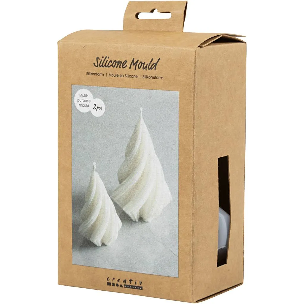Siliconen Vorm, Kerstbomen, H: 8+11 cm, d 5+7 cm, 1x2stuk/ 1 doos