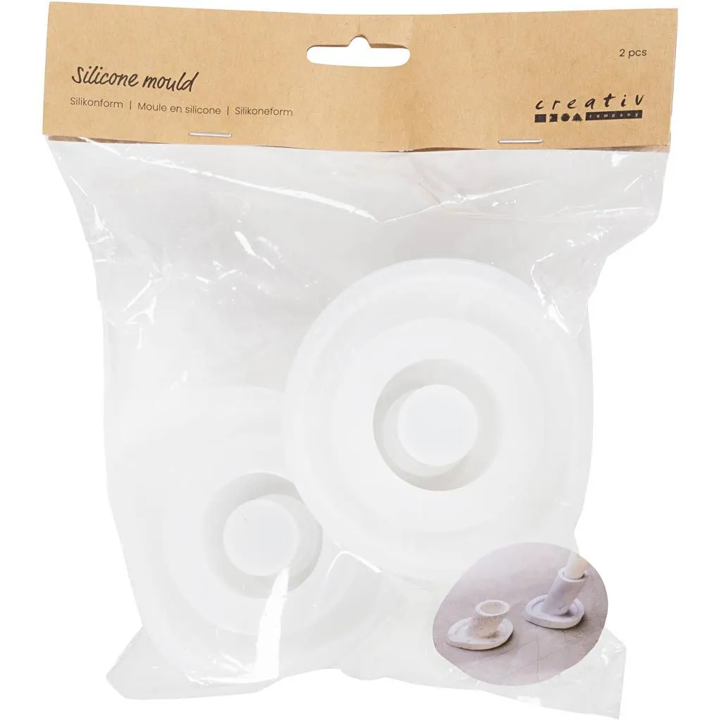 Siliconen vormen, mat transparant, Kandelaar, H: 5,8+7,5 cm, d 7,5 cm, gatgrootte 2-2,5 cm, 2 stuk/ 1 doos