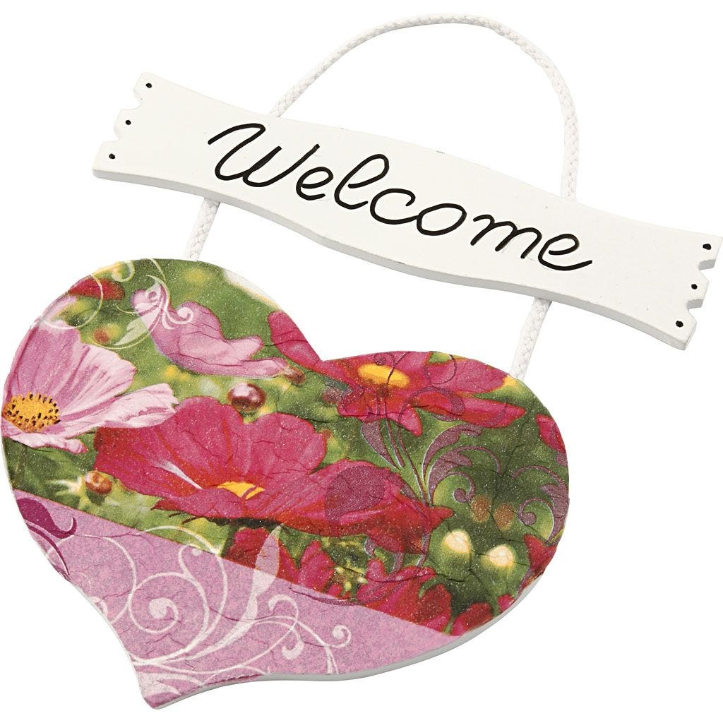 Hart met bord, afm 28x19 cm, dikte 5 mm, 1 stuk