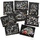 Krasplaatjes, 9x12 cm - 96 diverse dessins incl krassen