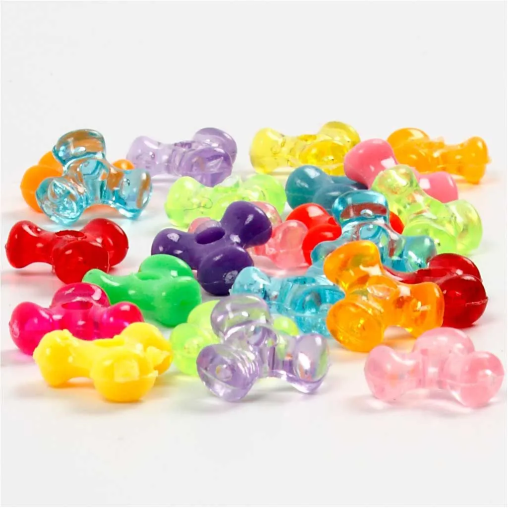 Tri-kralen mix plastic, 10 mm, gatgrootte 2 mm, 385 gr - Kleurassortiment