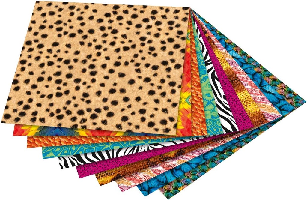 Vouwbladen WILDLIFE 80g/m², 15x15cm, 50 vellen, 10 verschillende ontwerpen