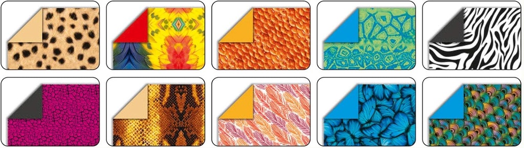 Vouwbladen WILDLIFE 80g/m², 15x15cm, 50 vellen, 10 verschillende ontwerpen