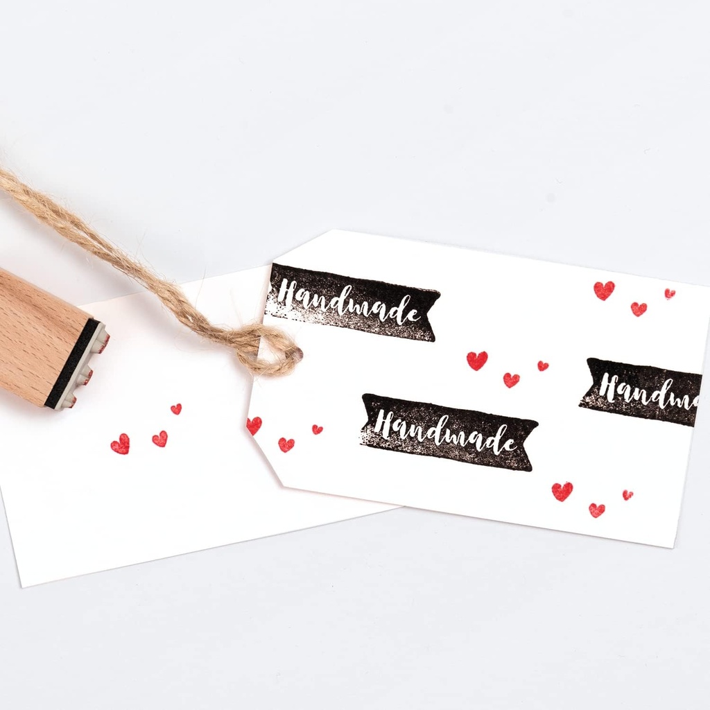 Houten stempels Kit HANDMATIG, incl. 11 stuks houten stempels en 2 inktkussens