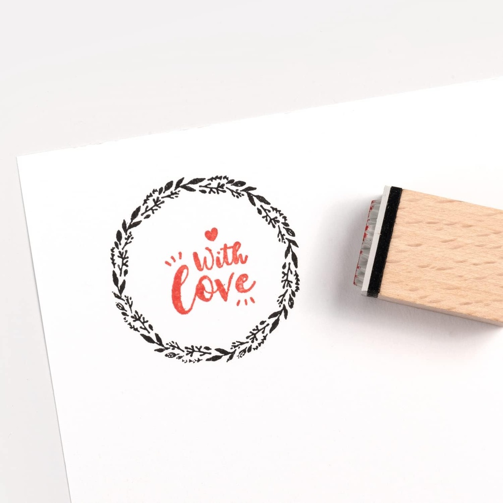 Houten stempels Kit HANDMATIG, incl. 11 stuks houten stempels en 2 inktkussens