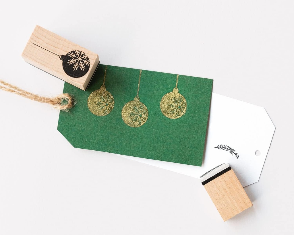 Houten stempelset KERSTMIS, incl. 10 stuks houten stempels en 2 inktkussens