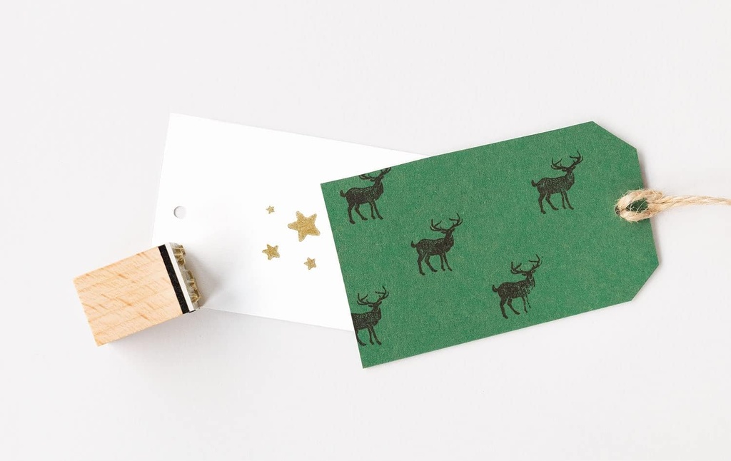 Houten stempelset KERSTMIS, incl. 10 stuks houten stempels en 2 inktkussens