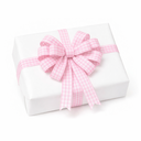 Geschenk met roze geruite strik.webp