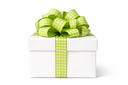 Witte cadeau doos met groene strik.webp
