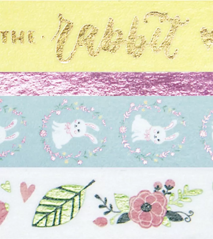 folia-Deko-Klebeband-Washi-Tape-´FOLLOW-THE-RABBIT´,-4er-Set.webp