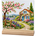 Geschilderd Glaspaneel met Cottage tuin.webp