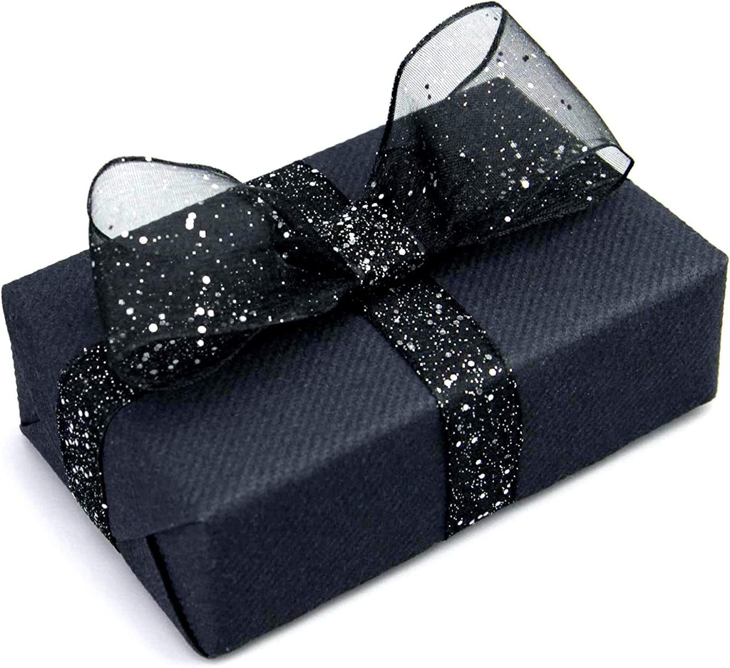 Berisfords Lint Random Glitter, Wired, 40mm breed, rol 20m, zwart