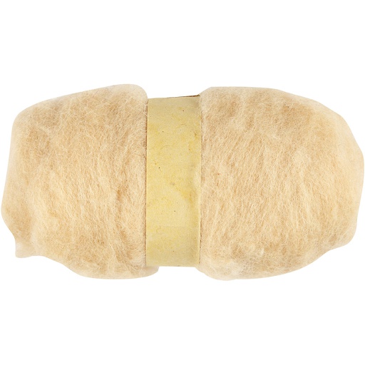 [CR451#780] Gekaarde Wol, licht beige, 100 gr/ 1 bol