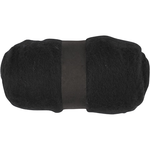 [CR451#840] Gekaarde Wol, zwart, 100 gr/ 1 bol