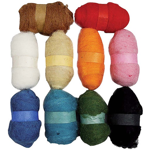 [CR45196] Laine cardée - Assortiment, couleurs assorties, 10x25 gr/ 1 Pq.