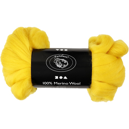 [CR46#062] Merino Wol, dikte 21 my, sun yellow, 100 gr/ 1 doos