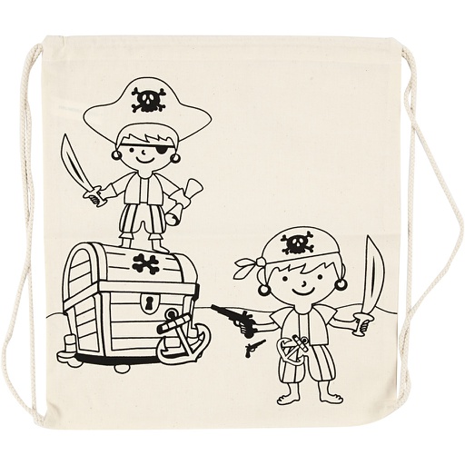 [CR499651] Sac de sport à cordon, pirates, dim. 37x41 cm, 110 gr, naturel clair, 1 pièce