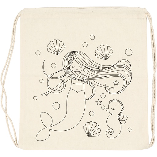[CR499653] Sac de sport à cordon, sirène, dim. 37x41 cm, 110 gr, naturel clair, 1 pièce
