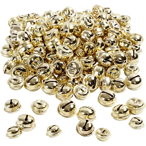 [CR500121] Belletjes, goud, d: 13+15+17 mm, 220 div