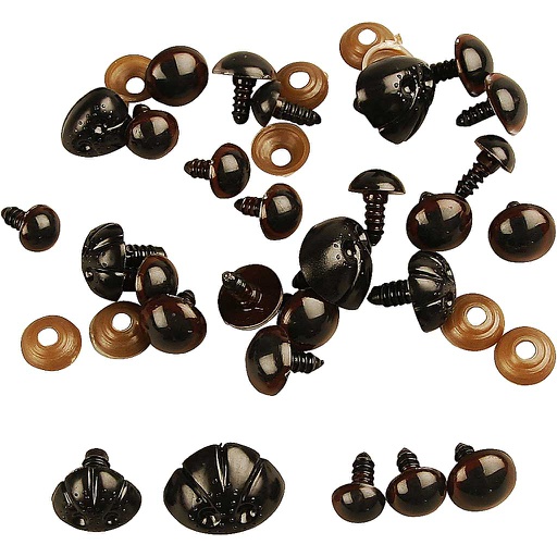 [CR50098] Yeux et nez d'ours en peluche, d 10-15 mm, dim. 15-25 mm, 130 ass./ 1 Pq.