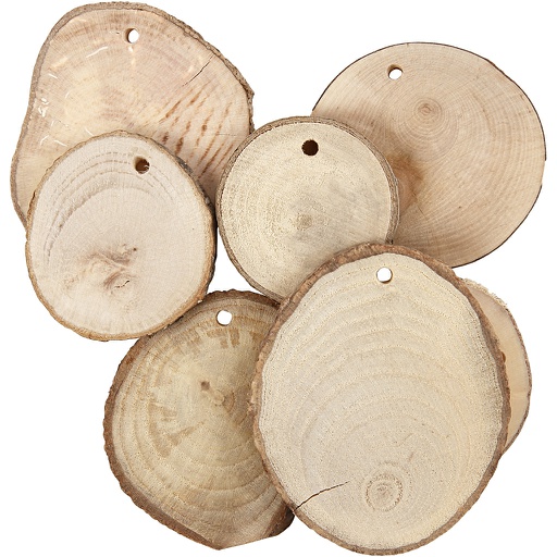 [CR502290] Disque en bois avec trou, d: 40-70 mm, diamètre intérieur 4 mm, ép. 5 mm, 25 pièces