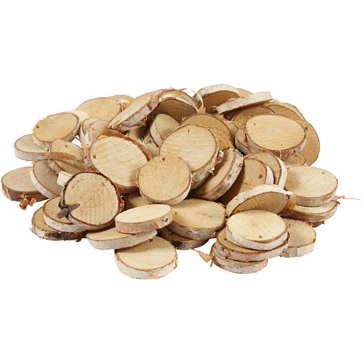 [CR50282] Houten schijven met gat, 35-45 mm - dikte 7 mm 500 gr
