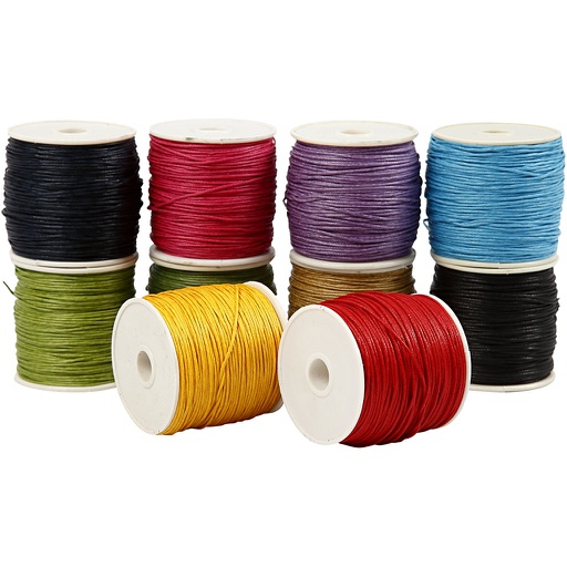 [CR51544] Katoenkoord met waslaag, sterke kleuren, dikte 1 mm, 10x50 m
