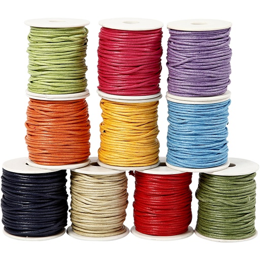 [CR51545] Katoenkoord, dikte 2 mm, sterke kleuren, 10x25 m/ 1 doos