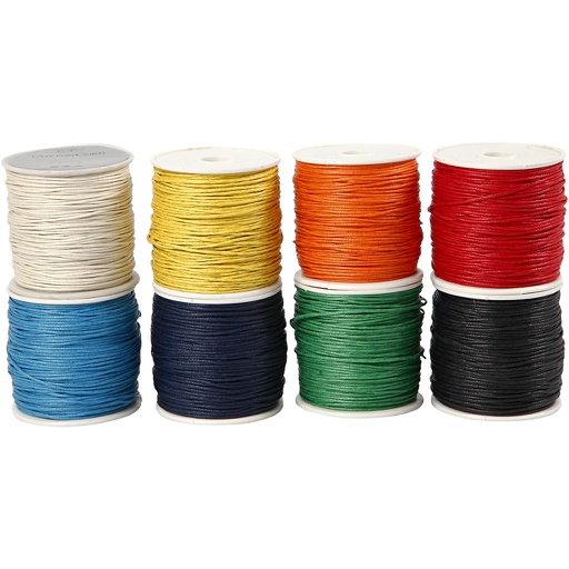 [CR51567] Ficelle de coton, ép. 1 mm, couleurs assorties, 8x40 m/ 1 Pq.