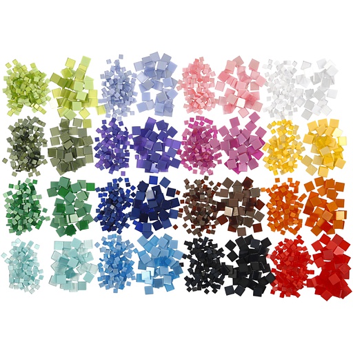 [CR51921] Mini-mosaïques, dim. 5x5+10x10 mm, ép. 2 mm, 32x25 gr/ 1 Pq.