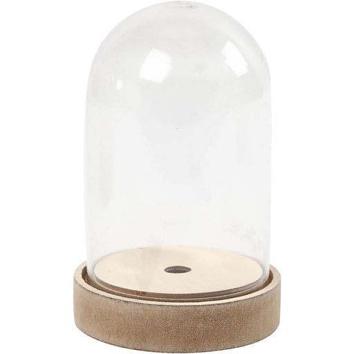 [CR52161] Cloche sur socle en bois, H: 12,5 cm, d: 8 cm, 1 Pq.