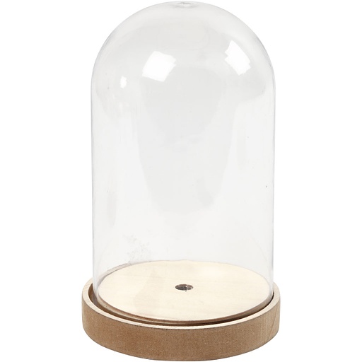 [CR52163] Cloche sur socle en bois, H : 18 cm, d 11 cm, 1 Pq.