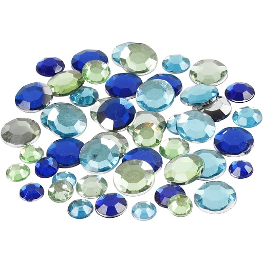 [CR52183] Strasstenen, blauw/groen harmonie, rond, afm 6+9+12 mm, 360 stuks