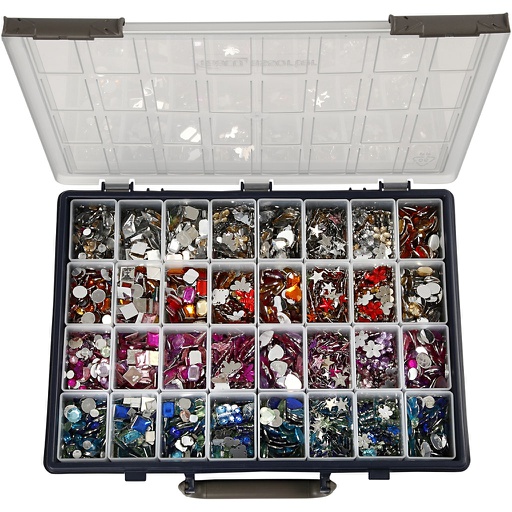 [CR52240] Strasstenen, d 6-16 mm, diverse kleuren, 32x360 stuk/ 1 doos