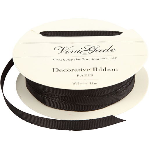 [CR52480] Decoratie lint, zwart, B: 6 mm, 15 m/ 1 rol