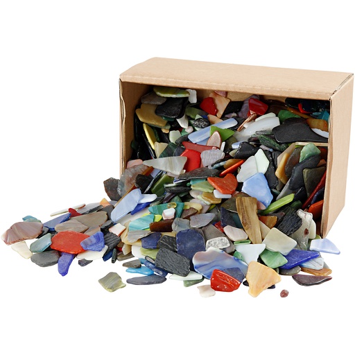 [CR55548] Mosaïques, dim. 15-60 mm, ép. 5 mm, couleurs assorties, 2 kg/ 1 Pq.