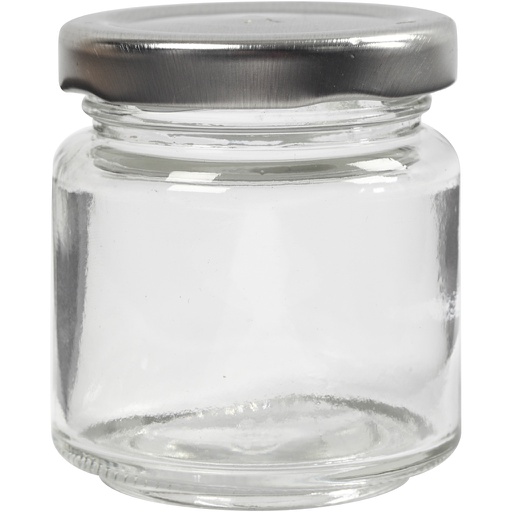 [CR55907] Glazen pot, H: 6,5 cm, d 5,7 cm, 100 ml, transparant, 12 stuk/ 1 doos