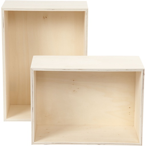 [CR56160] Boîtes de rangement, rectangle, H: 27+31 cm, prof. 12,5 cm, L: 19,5+22,5 cm, 2 pièce/ 1 set