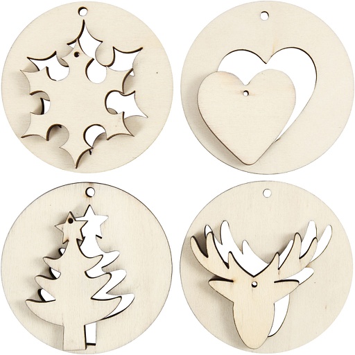 [CR565090] Décorations 2-en-1 à suspendre, d: 7 cm, diamètre intérieur 3 mm, ép. 4 mm, 8 pièce/ 1 Pq.