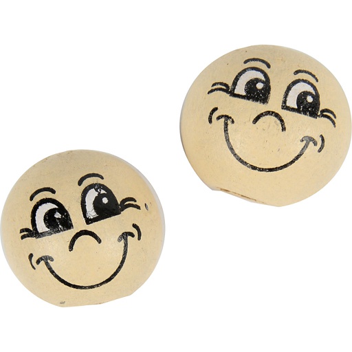 [CR57096] Boules en bois avec visage, d 12 mm, beige clair, 20 pièces/ 1 Pq.