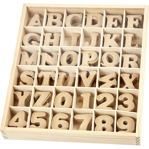 [CR57408] Chiffres & Lettres, H : 4 cm, ép. 2,5 mm, 288 pièces/ 1 Pq.