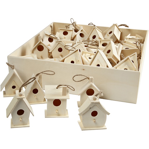 [CR57577] Vogelhuisje, H: 7 cm - assortiment 6 x 10 stuks