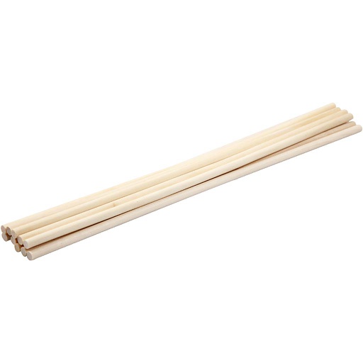 [CR57651] Bâtons en bois, L: 30 cm, d: 6 mm - 10 pièces