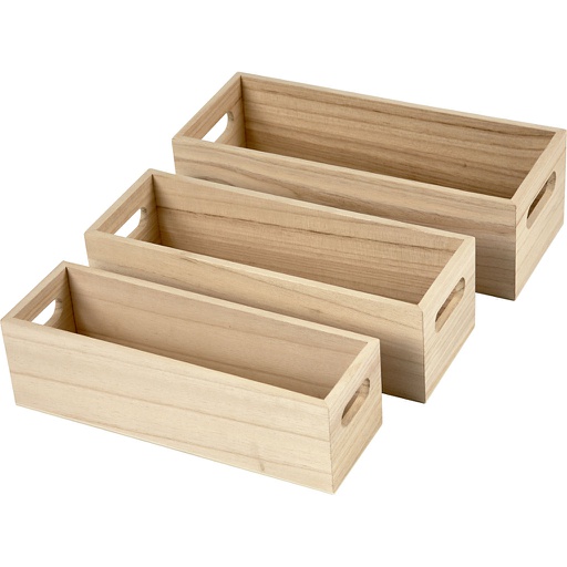 [CR57697] Bacs de stockage, H: 6,5-7,5 cm, L: 22+23,5+25 cm, L: 6,5+7,5+8,5 cm, 3 pièce/ 1 set