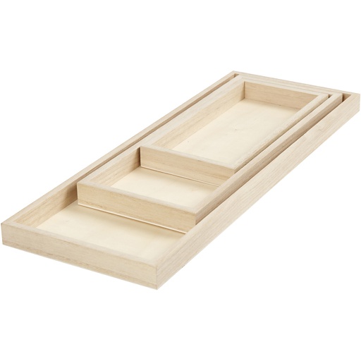[CR57919] Plateaux, L: 20+30+40 cm, L: 10+12+15 cm, 3 pièce/ 1 Pq.