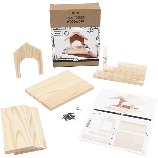 [CR57968] Mangeoire pour oiseaux, H: 12,5 cm, prof. 14,5 cm, L: 11,5 cm - kit de construction