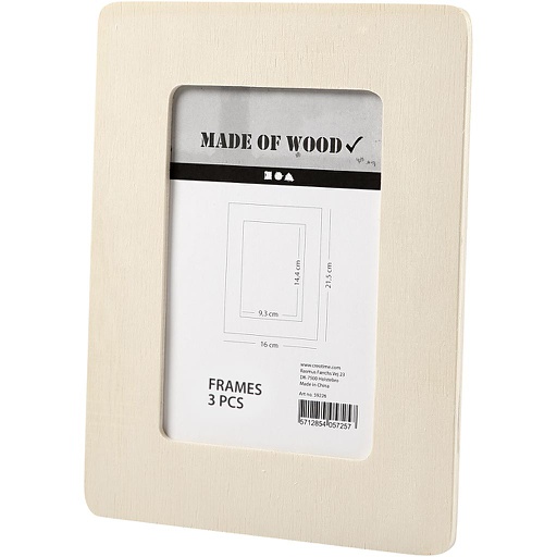 [CR59226] Cadre en bois, dim. 16x21,5x0,8 cm, 3 pièce/ 1 Pq.