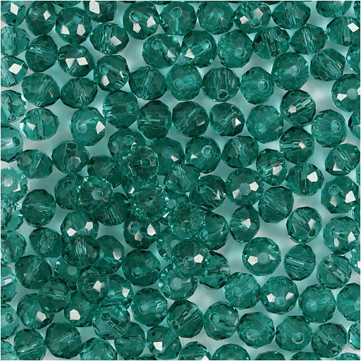 [CR60978] Perles à Facettes, d 4 mm, diamètre intérieur 1 mm, vert, 45 pièces/ 1 Pq.