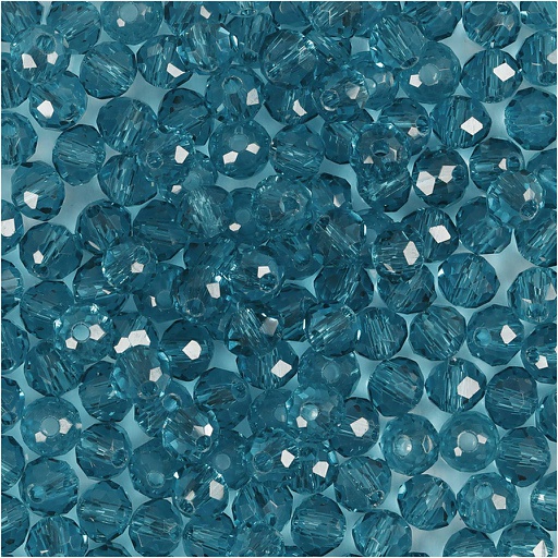 [CR60979] Perles à facettes, d: 4 mm, diamètre intérieur 1 mm, turquoise, 45 pièce/ 1 rang